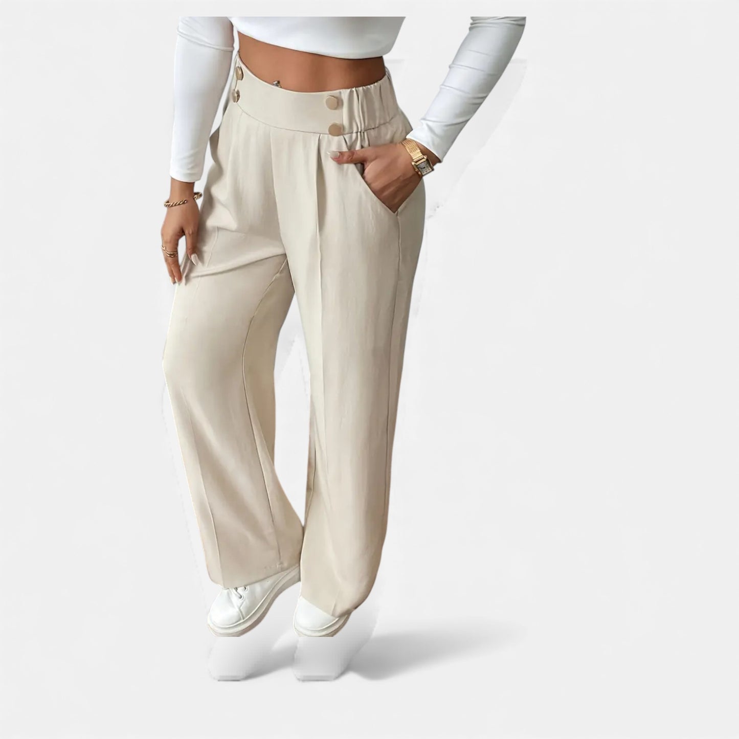 Eston House | Women’s Elegant High‑Waist Wide‑Leg Trousers