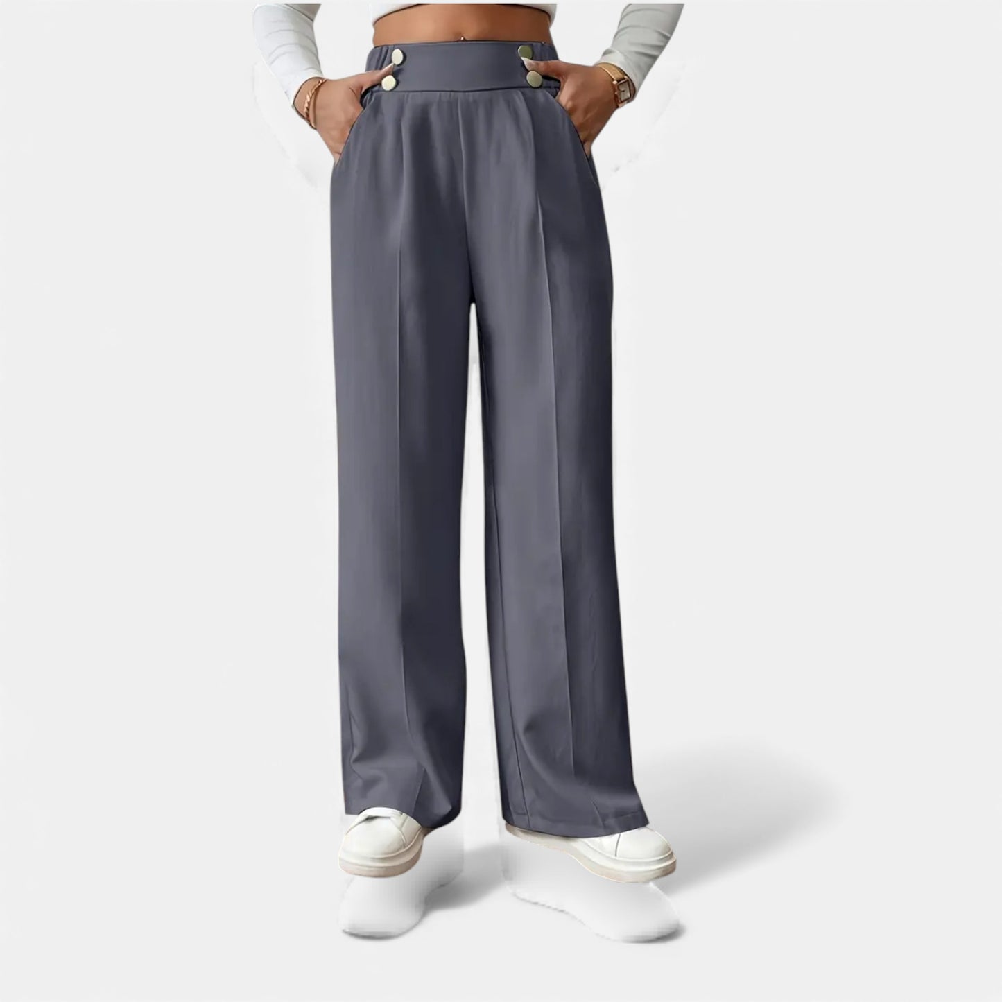 Eston House | Women’s Elegant High‑Waist Wide‑Leg Trousers