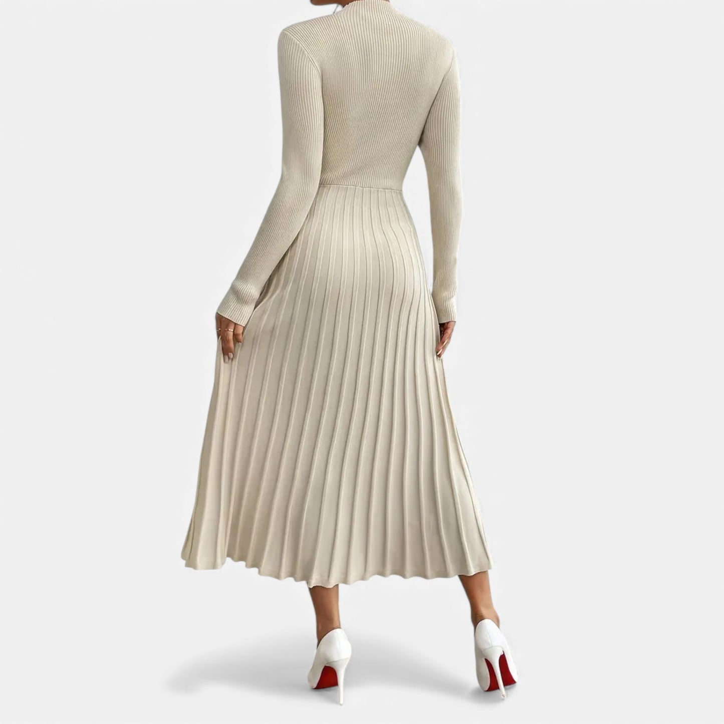 Eston House | Women’s Long‑Sleeve High‑Neck Satin Dress