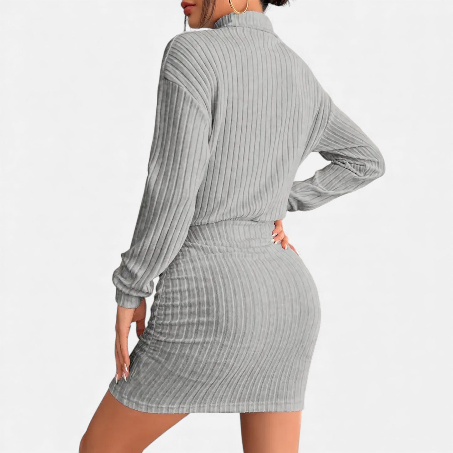 Eston House | Women’s Elegant Ruched Mock‑Neck Dress