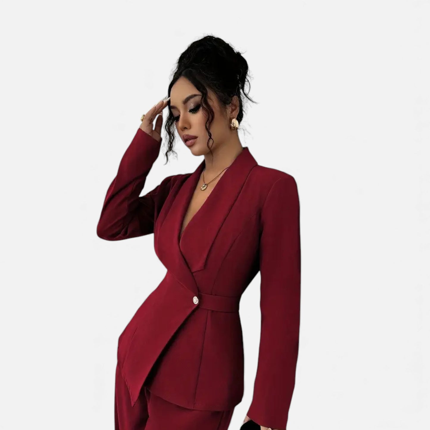 Eston House | Women’s Tailored Olive Wide‑Leg Suit