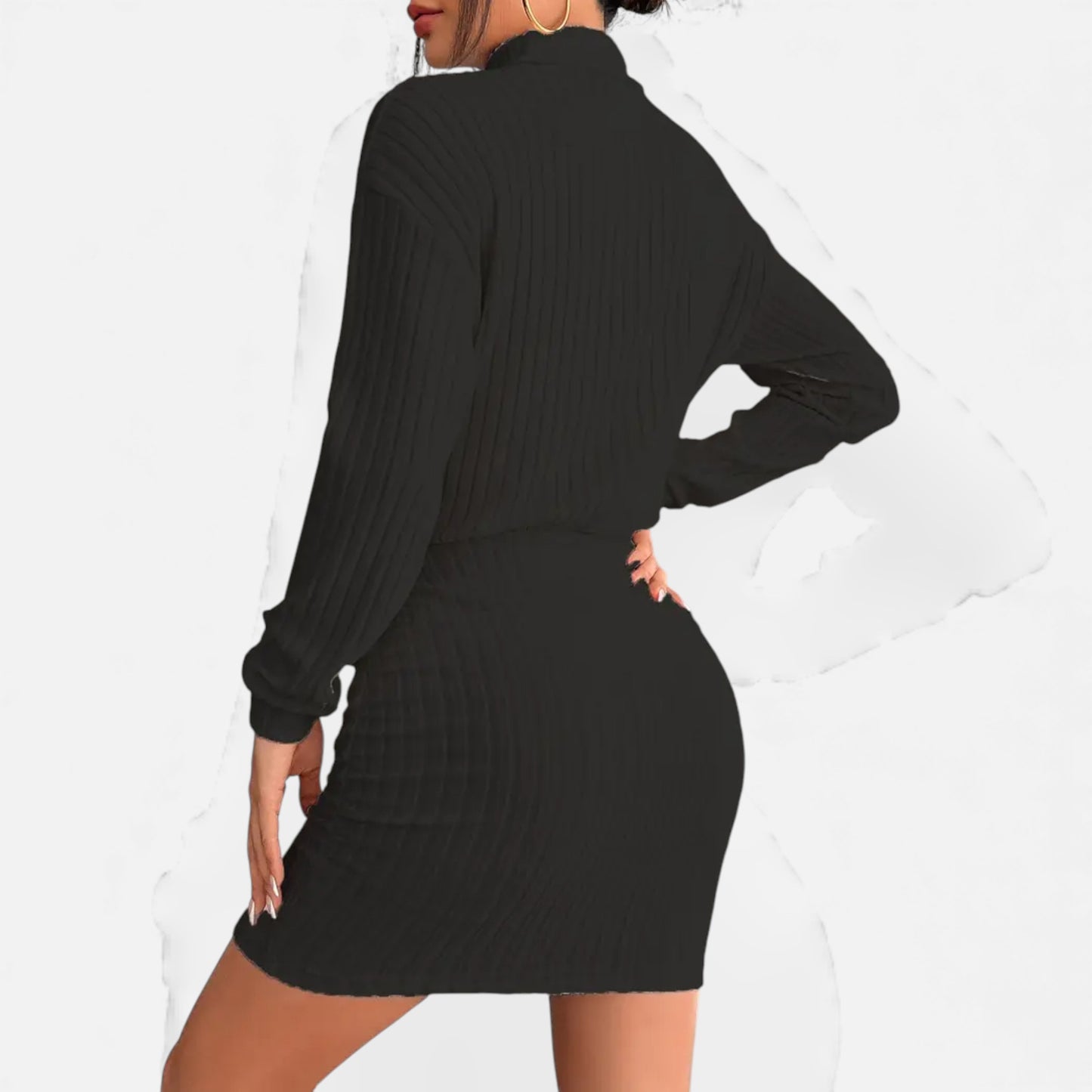 Eston House | Women’s Elegant Ruched Mock‑Neck Dress