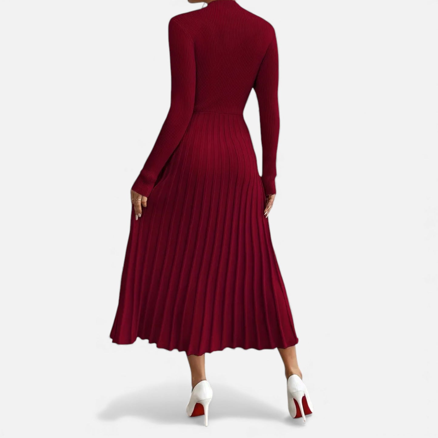 Eston House | Women’s Long‑Sleeve High‑Neck Satin Dress