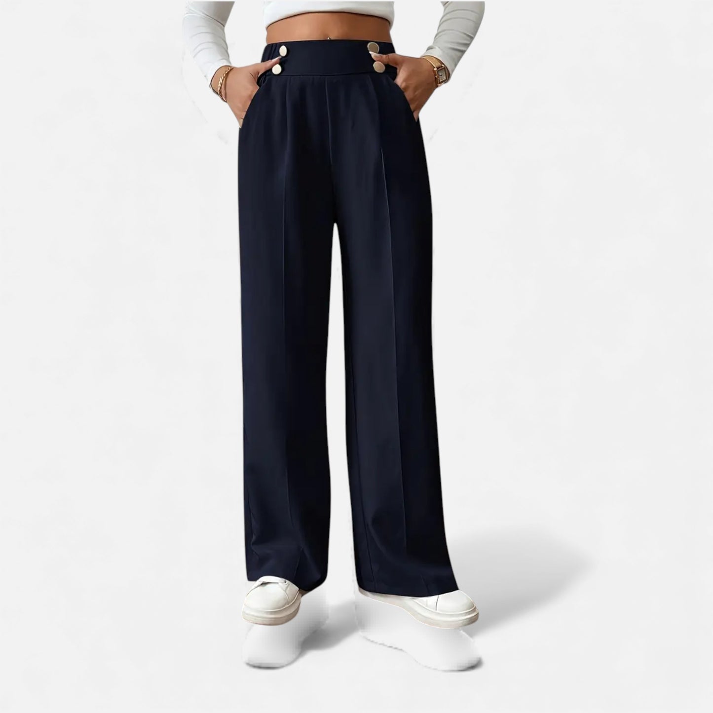 Eston House | Women’s Elegant High‑Waist Wide‑Leg Trousers