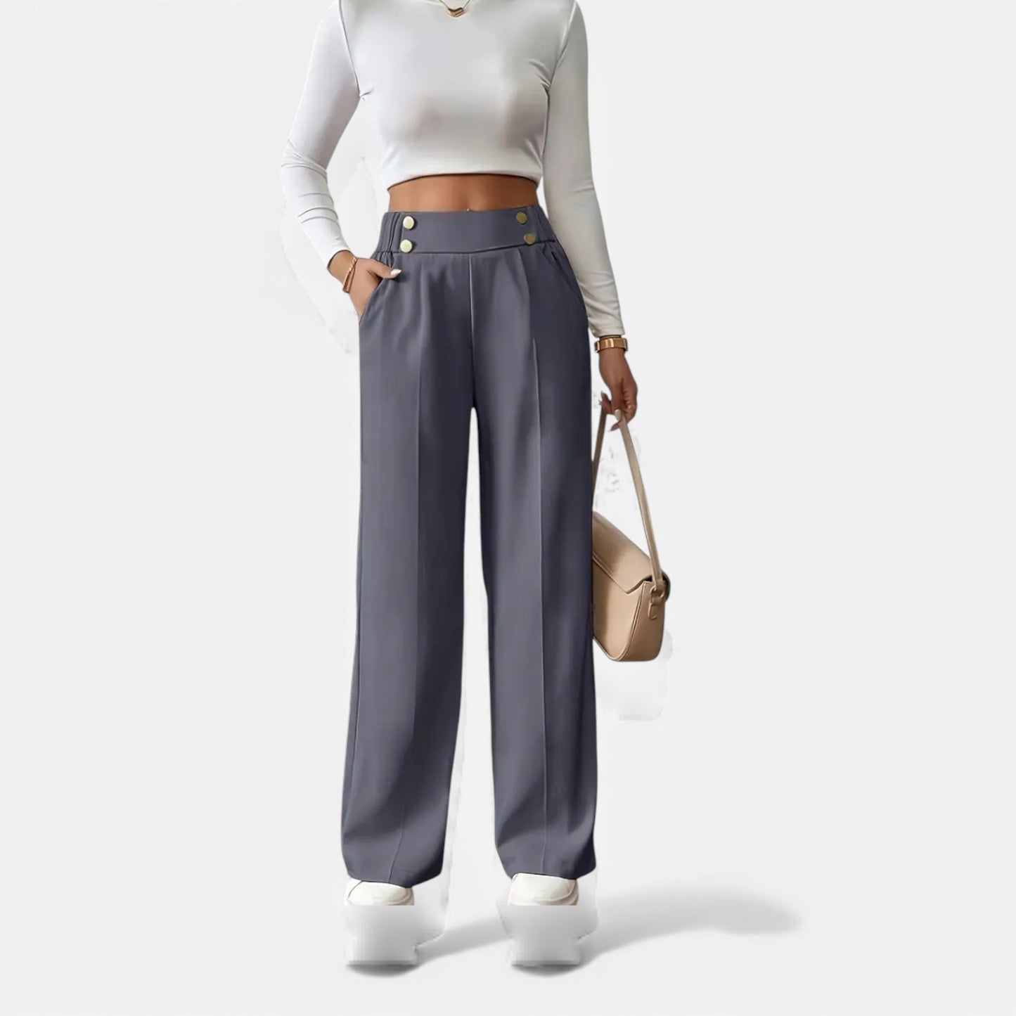Eston House | Women’s Elegant High‑Waist Wide‑Leg Trousers