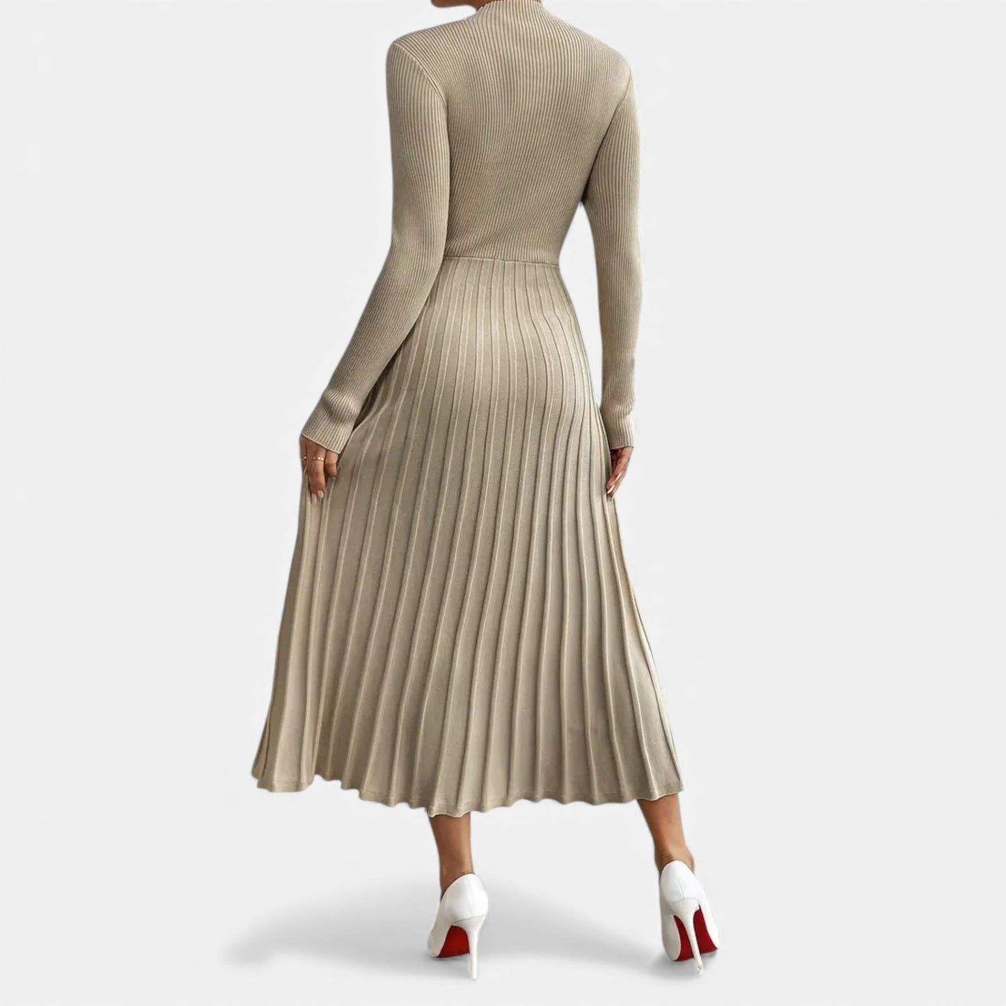 Eston House | Women’s Long‑Sleeve High‑Neck Satin Dress