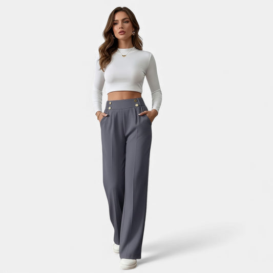 Eston House | Women’s Elegant High‑Waist Wide‑Leg Trousers