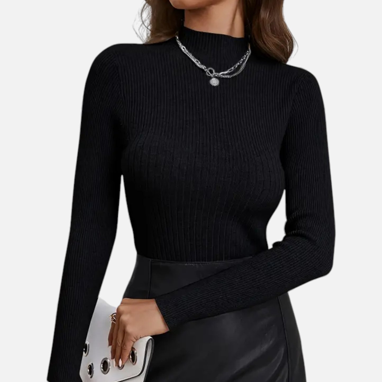 Eston House | Women’s Heritage Mock‑Neck Knit Sweater