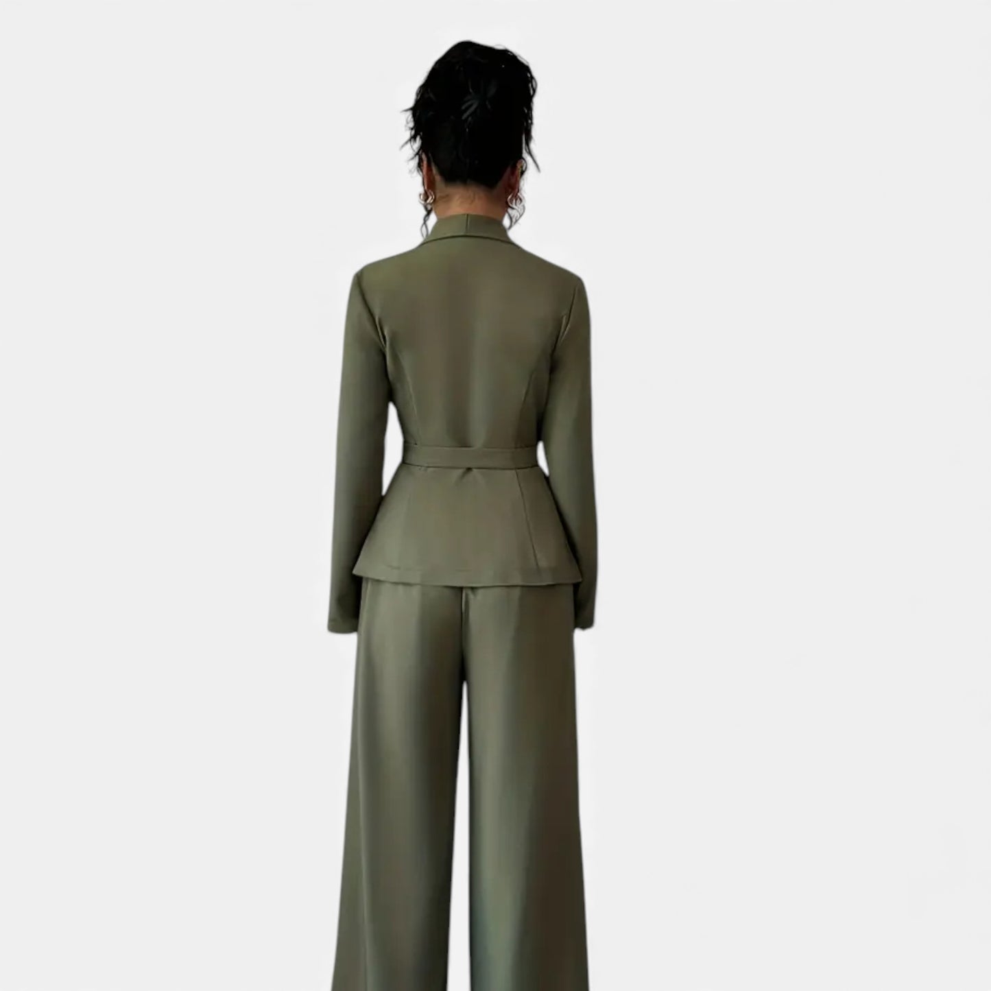 Eston House | Women’s Tailored Olive Wide‑Leg Suit