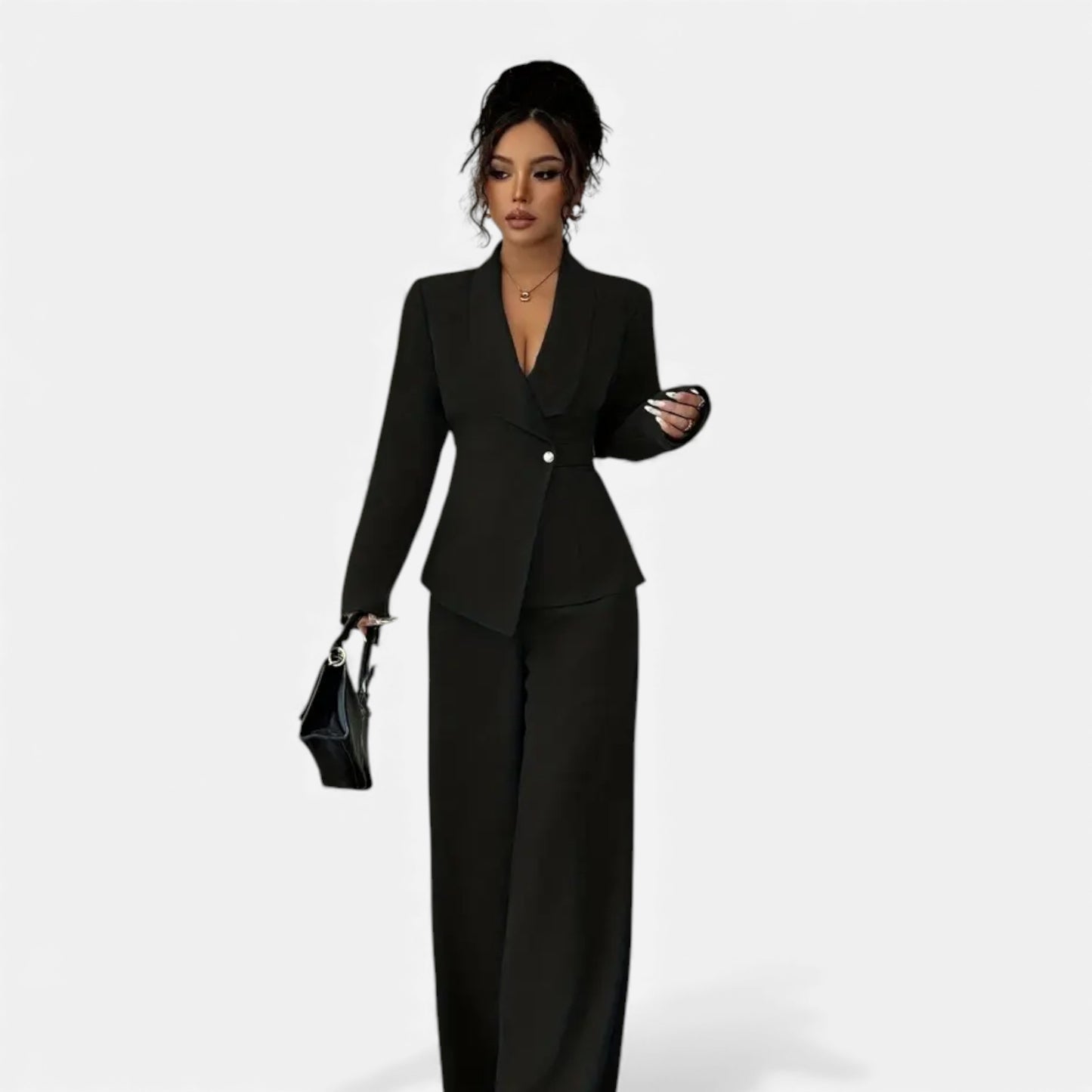 Eston House | Women’s Tailored Olive Wide‑Leg Suit