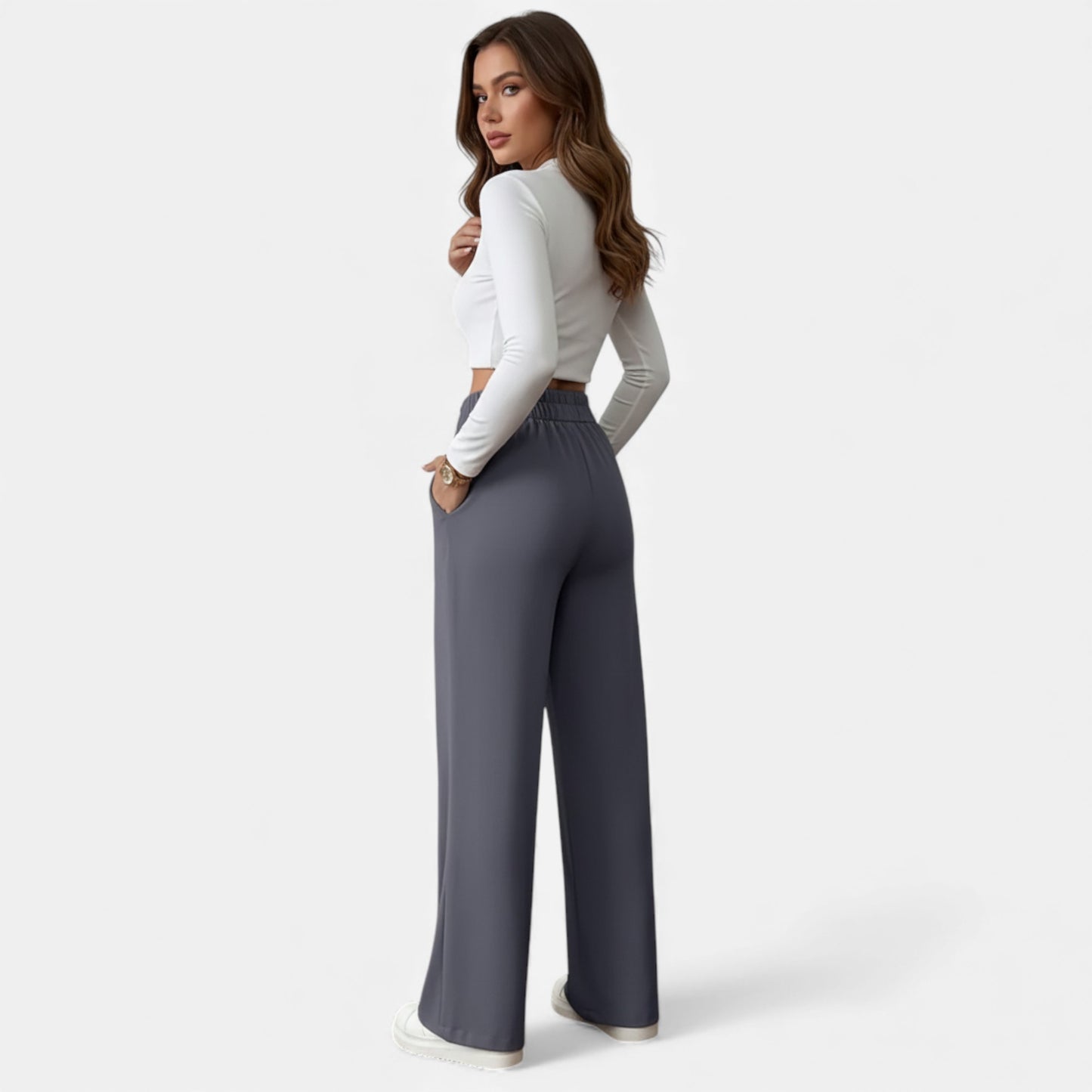 Eston House | Women’s Elegant High‑Waist Wide‑Leg Trousers