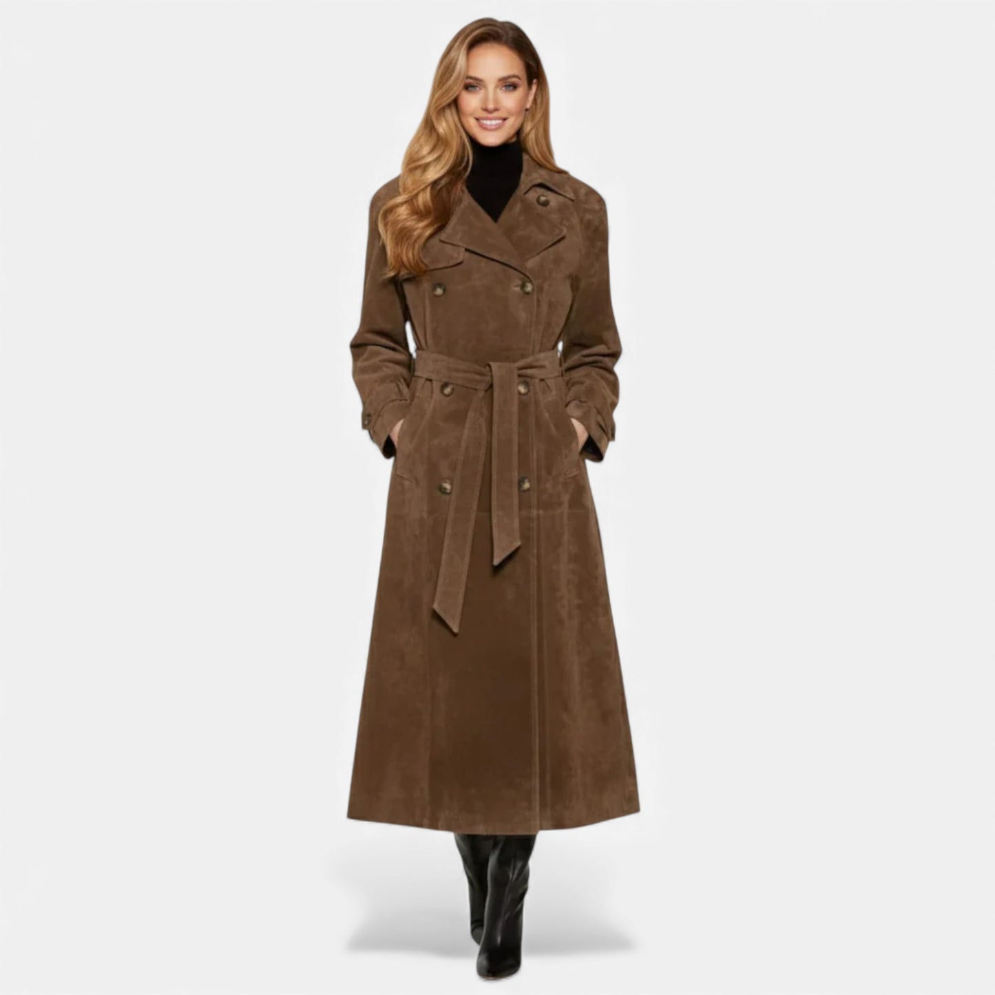 Eston House | Women’s Suede Heritage Belted Coat