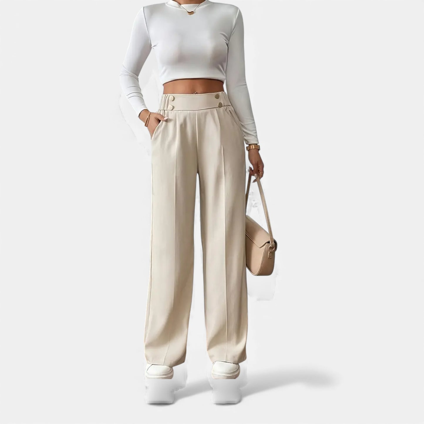 Eston House | Women’s Elegant High‑Waist Wide‑Leg Trousers