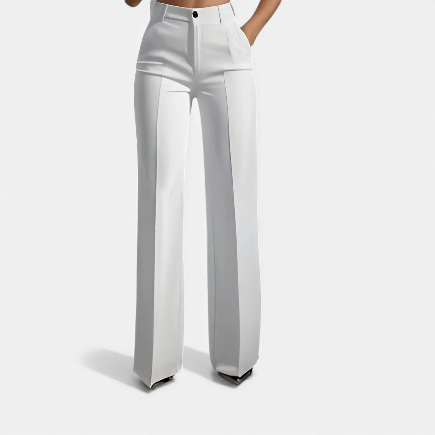 Eston House | Women’s Elegant White Wide‑Leg Trousers