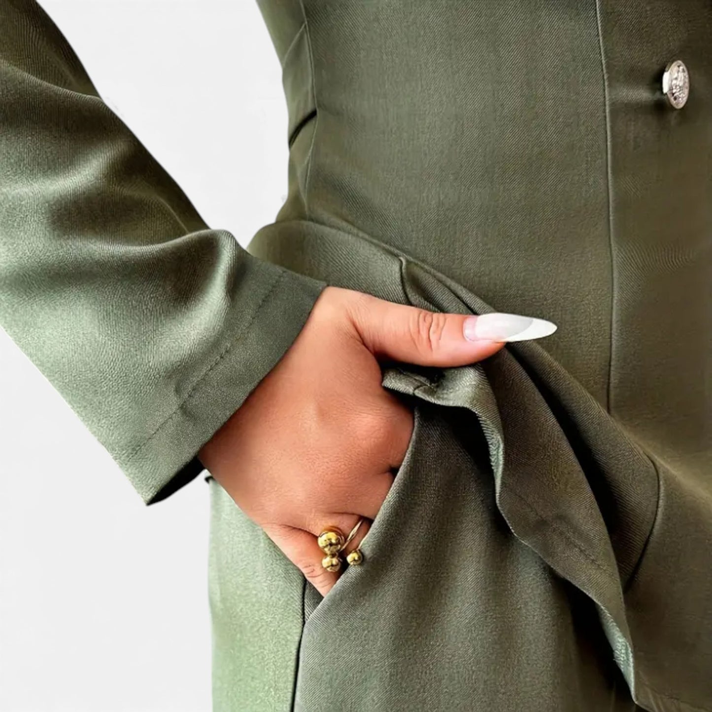 Eston House | Women’s Tailored Olive Wide‑Leg Suit