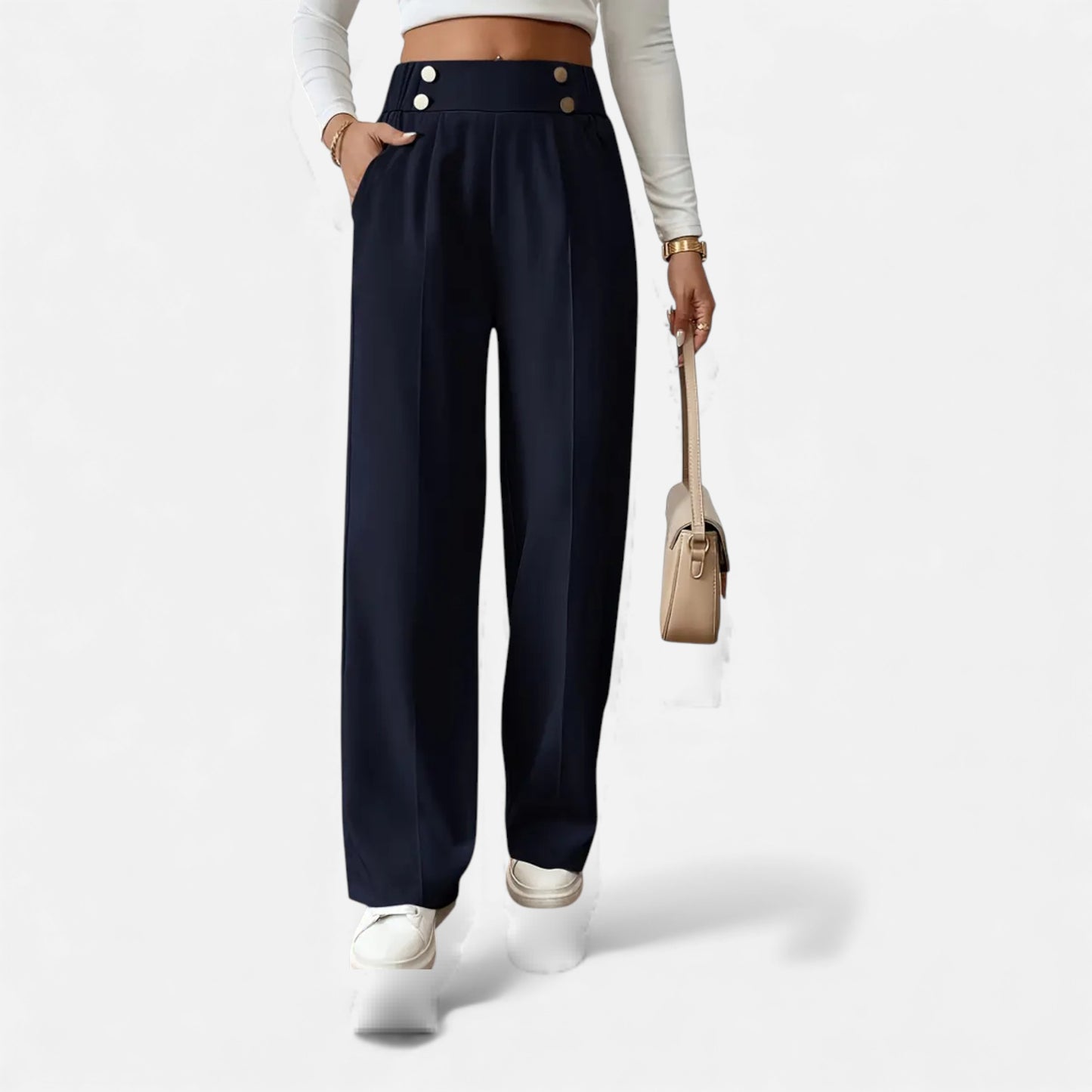 Eston House | Women’s Elegant High‑Waist Wide‑Leg Trousers