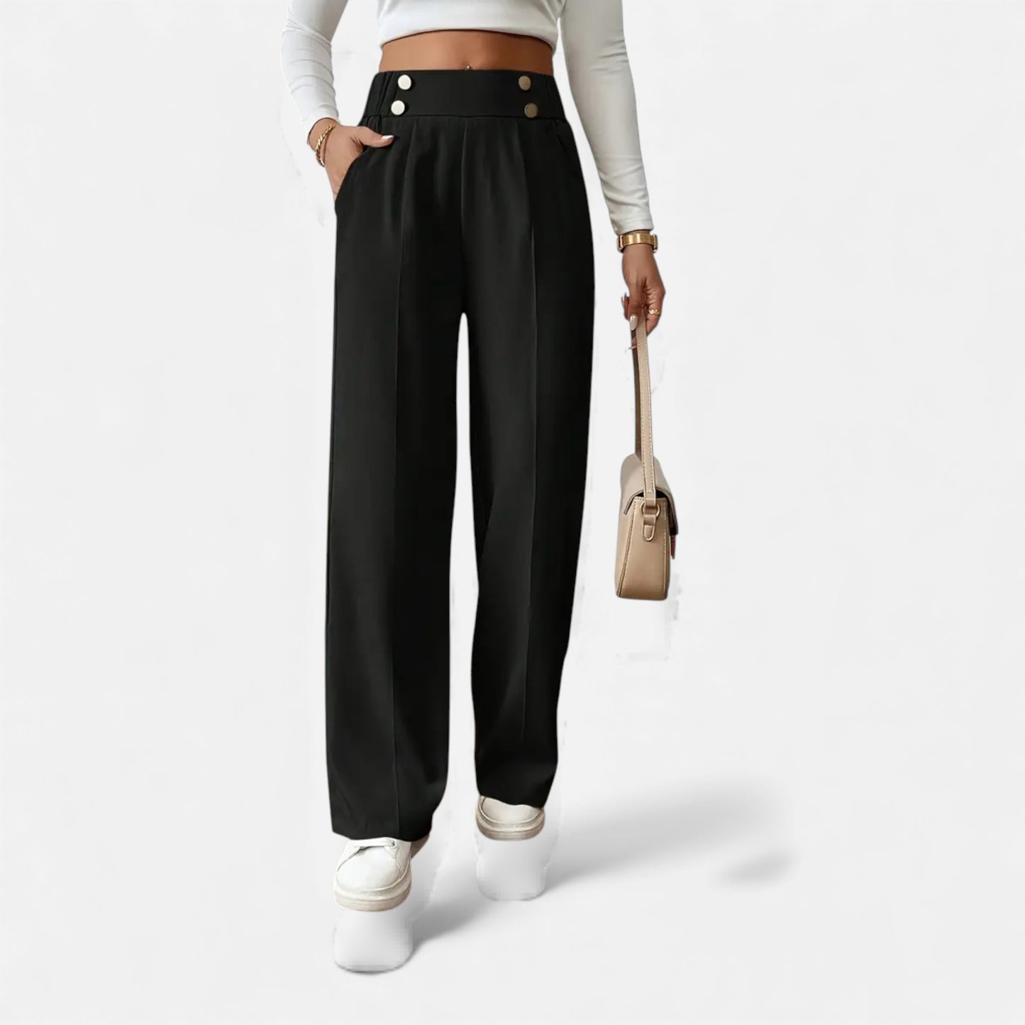 Eston House | Women’s Elegant High‑Waist Wide‑Leg Trousers
