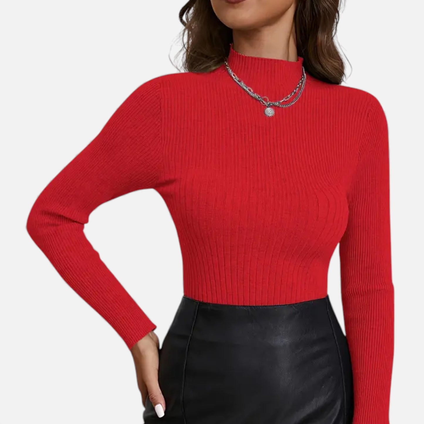 Eston House | Women’s Heritage Mock‑Neck Knit Sweater