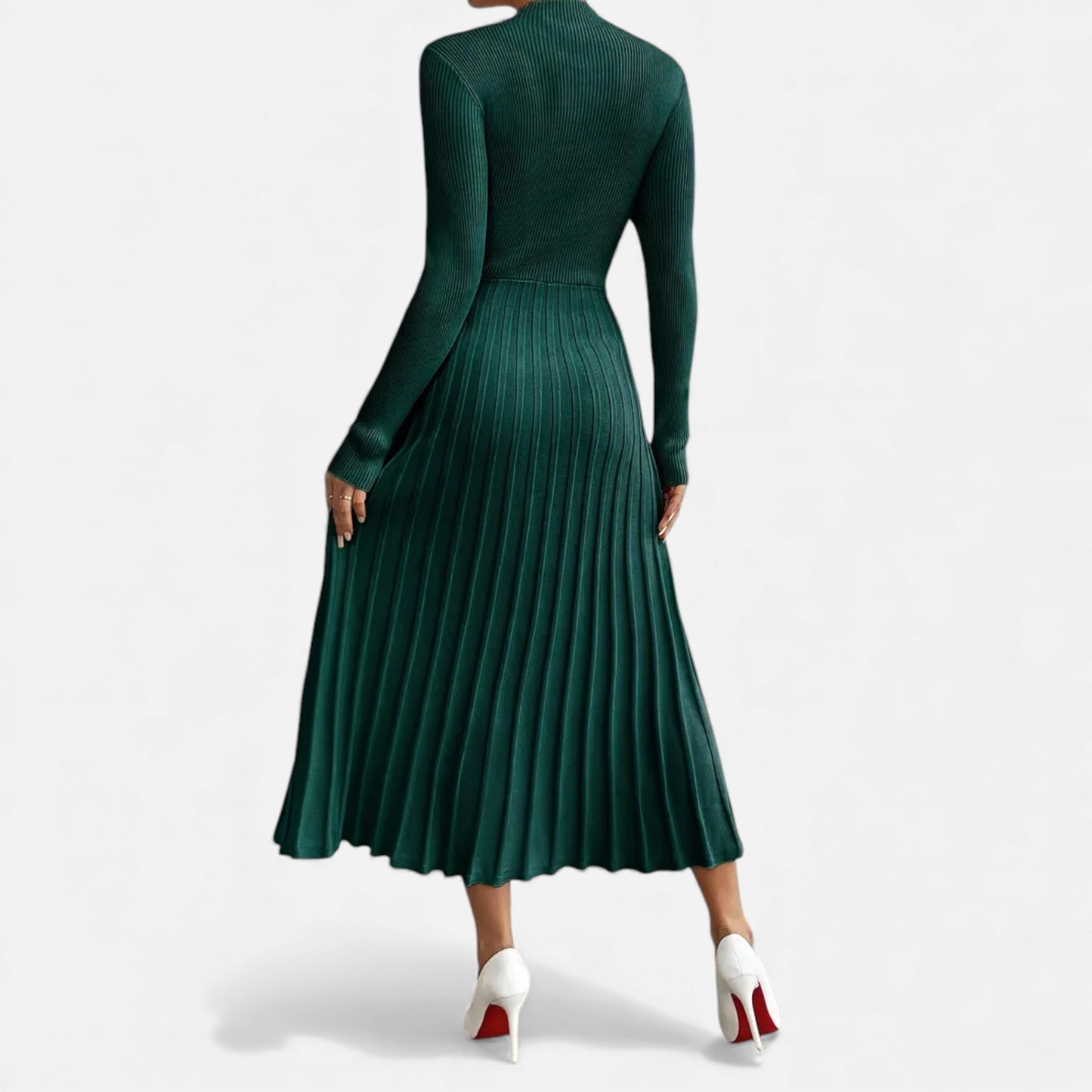 Eston House | Women’s Long‑Sleeve High‑Neck Satin Dress