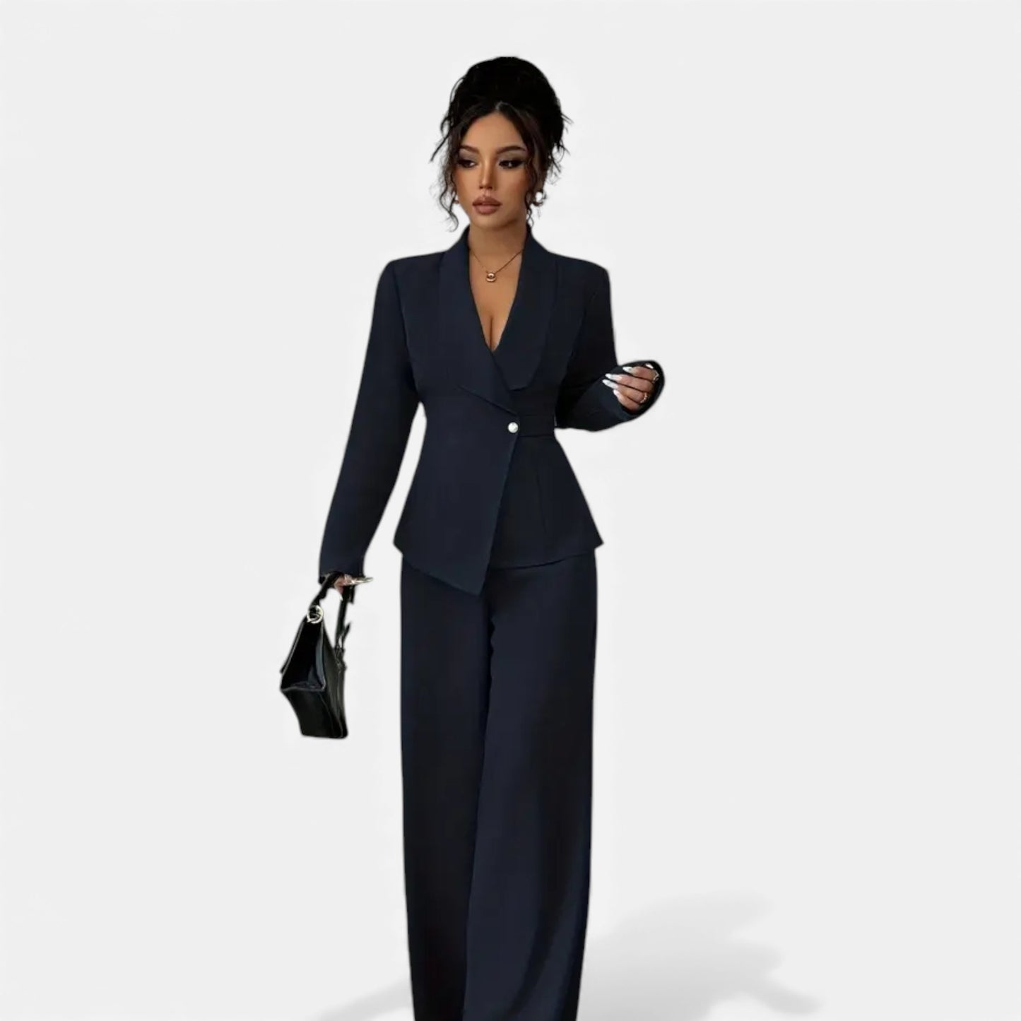 Eston House | Women’s Tailored Olive Wide‑Leg Suit